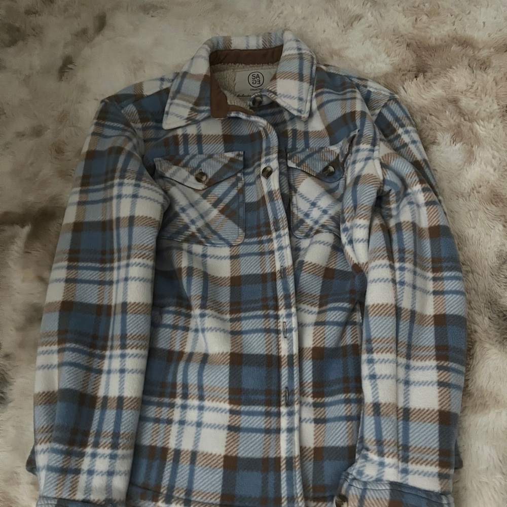 Sage Blue and Brown Utility Jacket